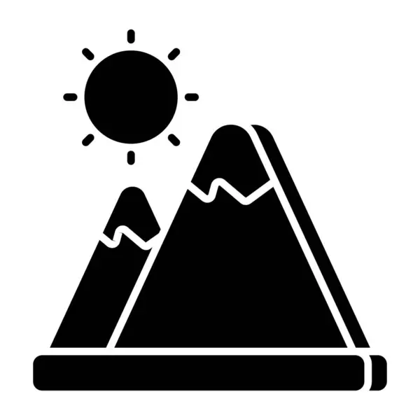 Une Icône Design Unique Montagnes Avec Soleil Mettant Valeur Météo — Image vectorielle