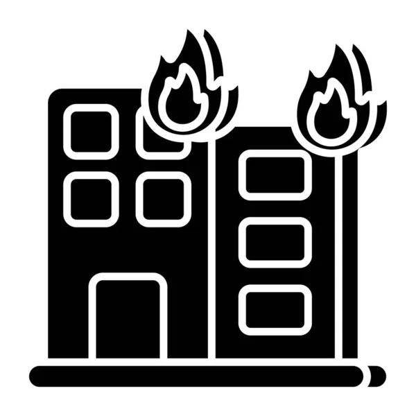 Vector Design Building Fire Flat Icon — Stock Vector