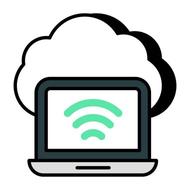 Bulut bağlantılı aygıt simgesi, düzenlenebilir vektör