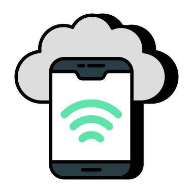 Bulut bağlantılı telefon simgesi, düzenlenebilir vektör