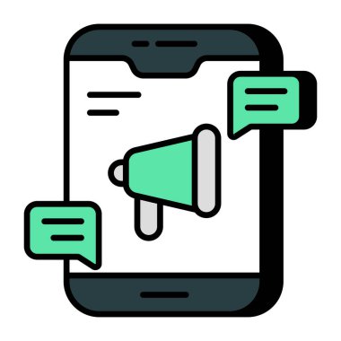 Mobil pazarlamanın düz tasarım simgesi 