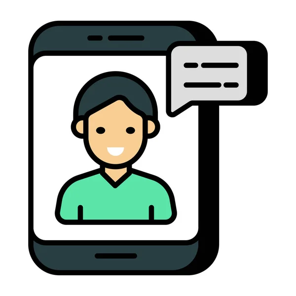 Une Icône Design Plat Chat Vidéo Mobile — Image vectorielle