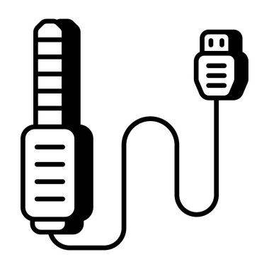 A flat design icon of audio jack 