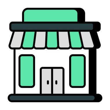 Mağaza mimarisinin düz tasarım simgesi