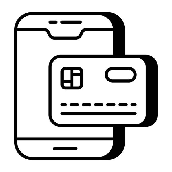 Карточка Внутри Смартфона Значок Оплаты Мобильной Картой — стоковый вектор
