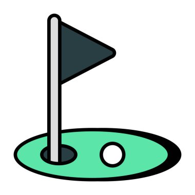 Golf sahası kavramına sahip bayrak