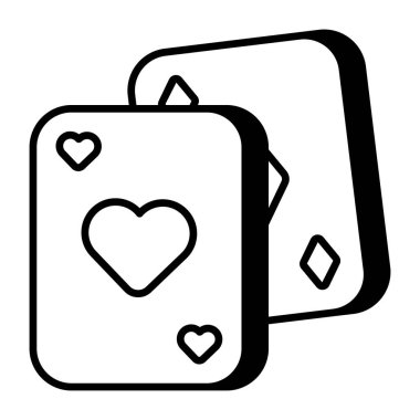 Poker kartı simgesinin düz tasarımı