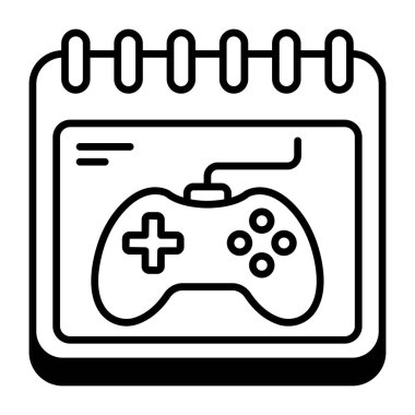 Gamepad simgesi, video oyunu zamanlama vektörü ile takvim