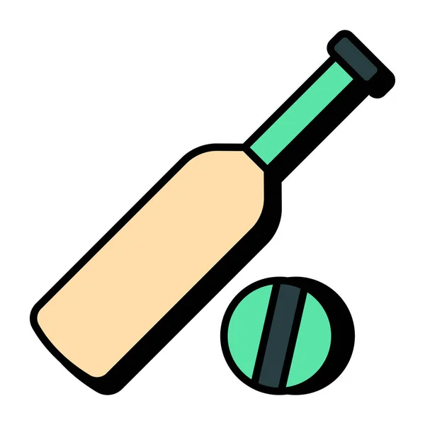 Murciélago Con Pelota Icono Del Cricket — Vector de stock