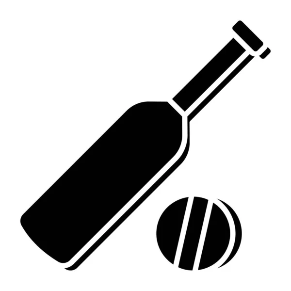Kelelawar Dengan Bola Ikon Kriket - Stok Vektor