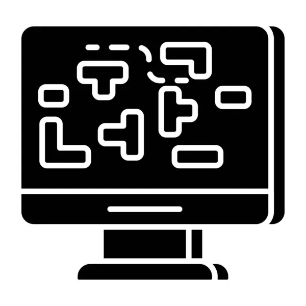 Flat Design Icon Computer Game — Stock Vector