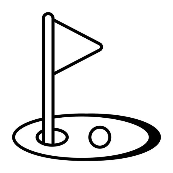 Флаг Мячом Обозначающий Концепцию Поля Гольфа — стоковый вектор