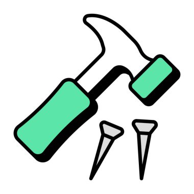 Demir çivinin kavramsal düz tasarım simgesi 