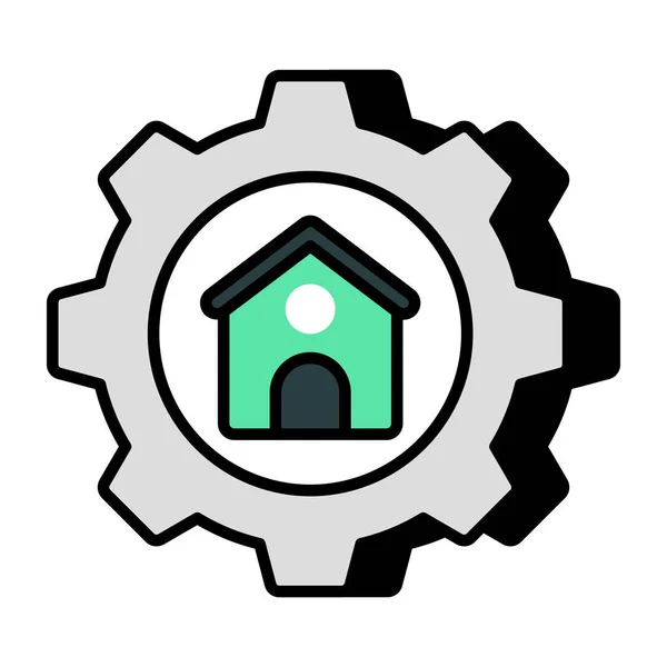 Conceptual Flat Design Icon Home Setting — Stock Vector