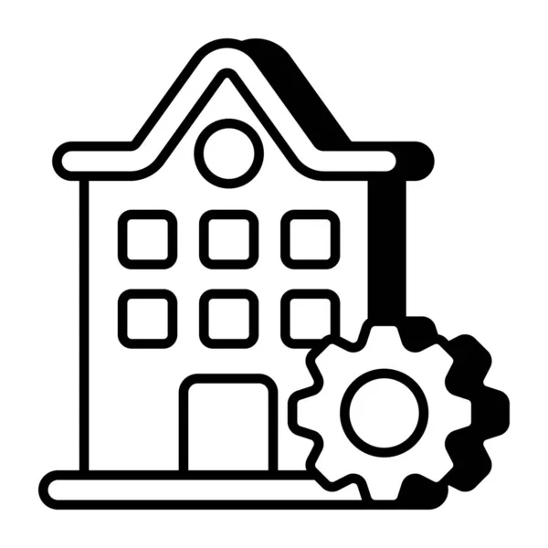 Icono Diseño Plano Conceptual Configuración Del Edificio — Vector de stock