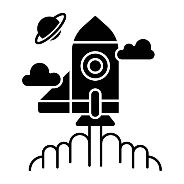 Conceptual Icono Diseño Plano Cohete — Vector de stock
