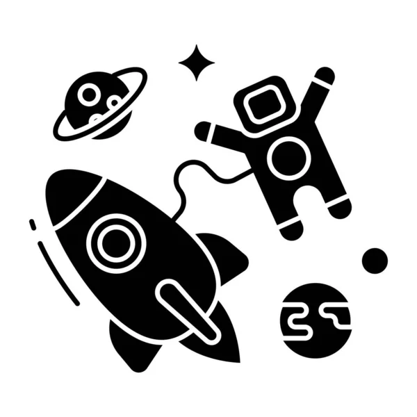 Icono Diseño Astronauta — Vector de stock