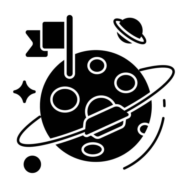 フラグが立てられた惑星のユニークなデザインアイコン — ストックベクタ