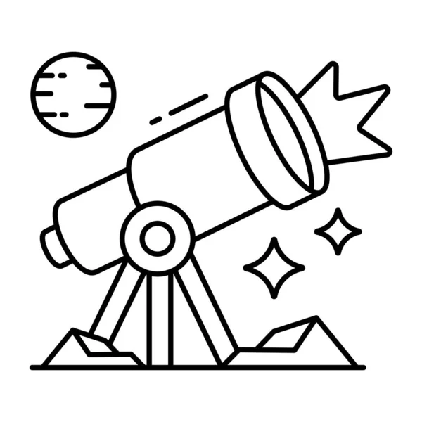 Иконка Инструмента Космических Исследований Плоская Конструкция Телескопа — стоковый вектор