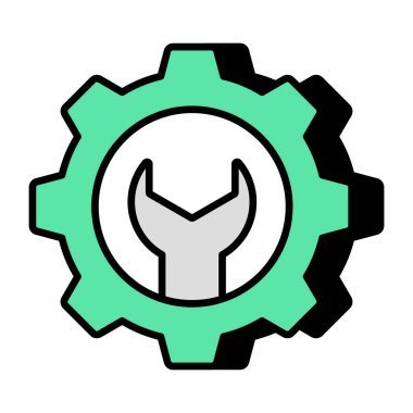 Onarım araçlarının düzenlenebilir tasarım simgesi, anahtarı olan dişli