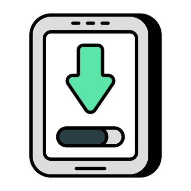 Mobil indirmenin kavramsal düz tasarım simgesi