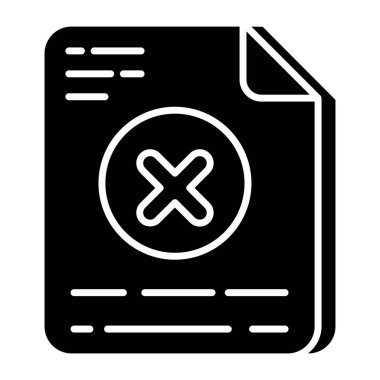 Katlanmış kağıt ile çapraz imzala Yanlış dosya konsepti simgesi 