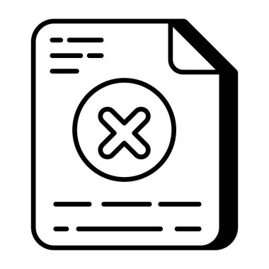 Katlanmış kağıt ile çapraz imzala Yanlış dosya konsepti simgesi 