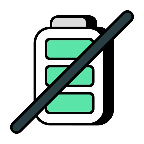 Ikona Plochého Designu Bez Mobilní Baterie — Stockový vektor