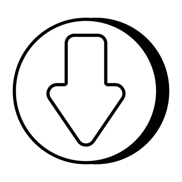 下向きの矢印の平らなデザイン — ストックベクタ
