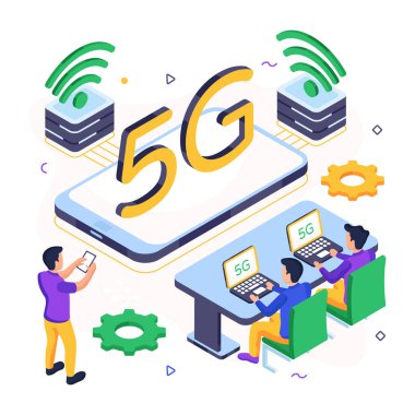 5g ağının bir illüstrasyon tasarımı