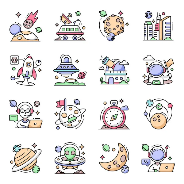 stock vector Check out this set of space icons. All icons in this set are designed keeping in mind the astrology theme. Download this icons set for your upcoming projects.