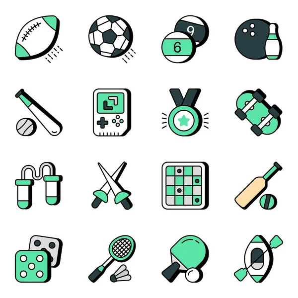 stock vector Sports icons download is presented in flat style. Football, rugby, basketball, success, cricket ball and much more. Catch the design success and kick out those old ideas.