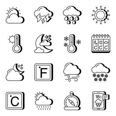 Senin için daha fazla ve daha fazla tasarlayarak gözümüzü açık tutuyoruz. Hava durumu ikonları yaratıcı olarak tasarlanmıştır. Ayrıca, düzenlenebilir dosyalarla birlikte indirin ve havanın tadını çıkarın.!