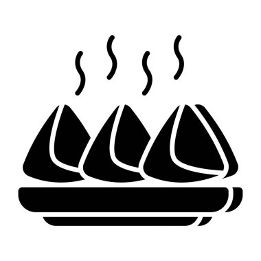 Lezzetli bir sıcak samosa ikonu.