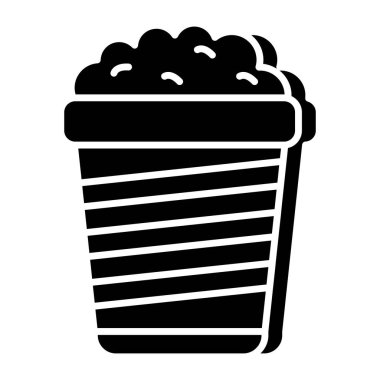 Patlamış mısır kovasının düz tasarım simgesi 