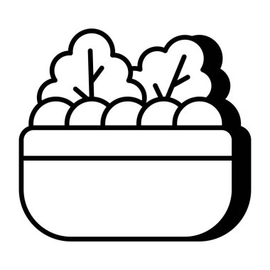 Salata kasesinin yaratıcı tasarım ikonu 