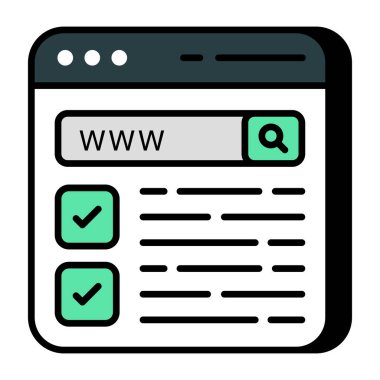 Web tarayıcısının düz tasarım simgesi, www 