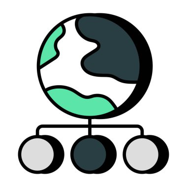 Küresel ağın renkli tasarım simgesi