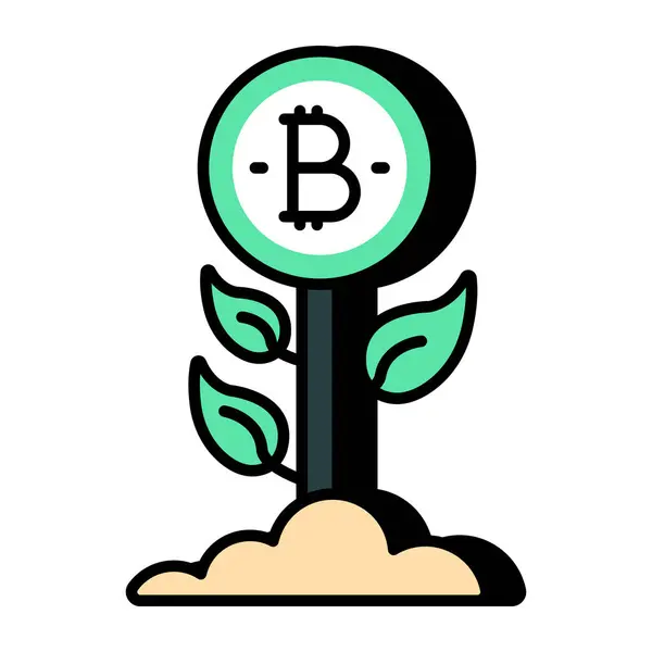 Bitcoin Plant Groei Icoon Bewerkbaar Ontwerp — Stockvector