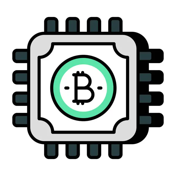 Icono Diseño Único Del Procesador Bitcoin — Vector de stock