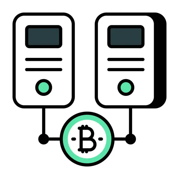 Creatief Ontwerp Icoon Van Bitcoin Server — Stockvector