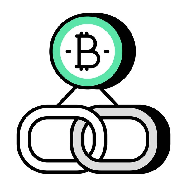 Ícone Design Plano Link Bitcoin — Vetor de Stock