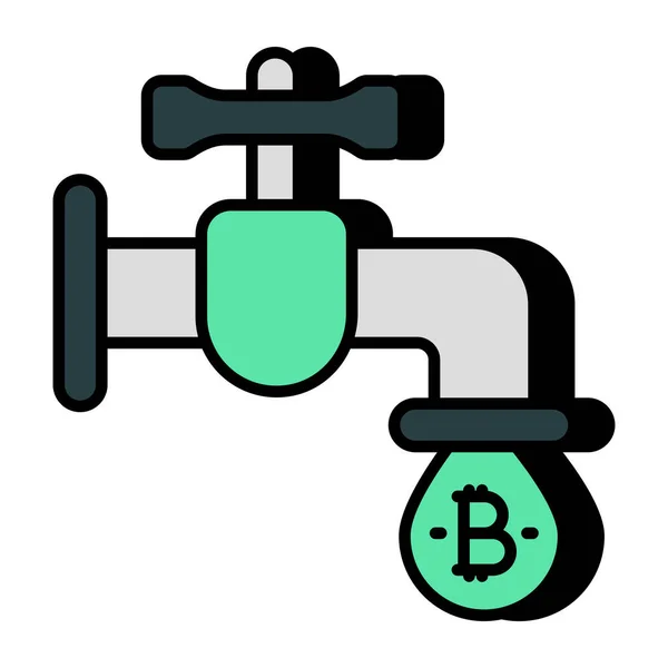 Eine Editierbare Design Ikone Des Bitcoin Wasserhahns — Stockvektor