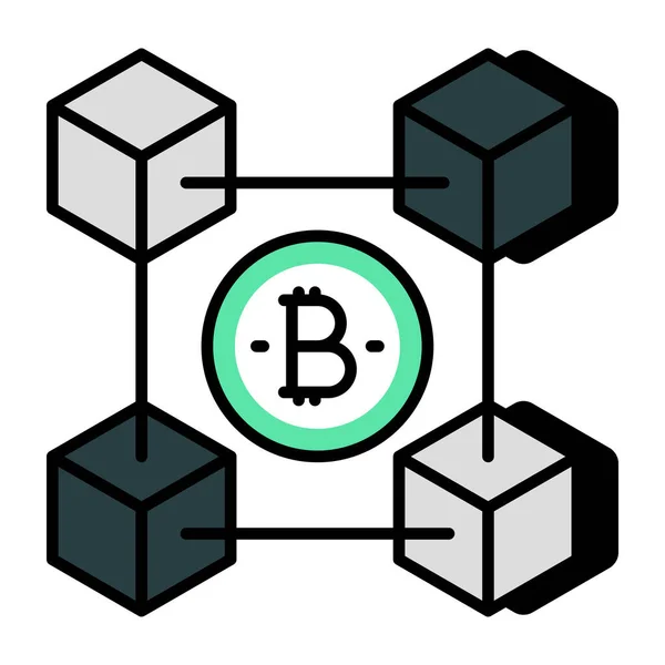 Projeto Vetorial Blockchain Ícone Plano — Vetor de Stock