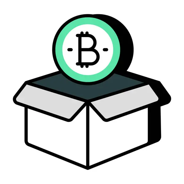 Een Uniek Ontwerp Icoon Van Bitcoin Doos — Stockvector