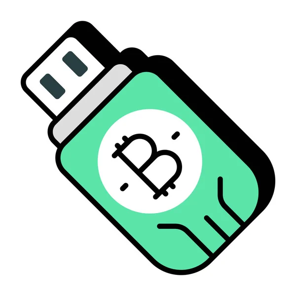 Icono Diseño Creativo Bitcoin Usb — Vector de stock