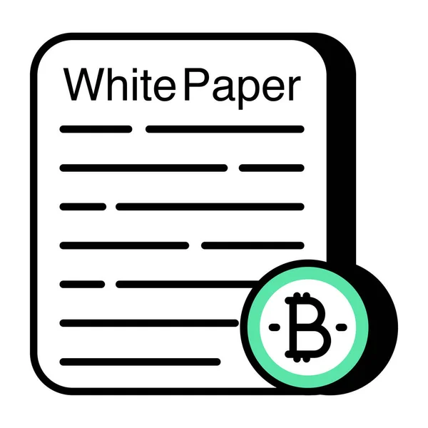 Een Uniek Ontwerp Icoon Van Bitcoin Document — Stockvector