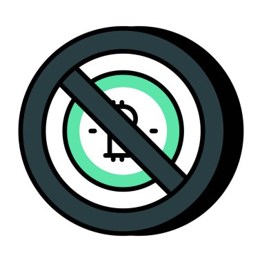 Beyaz arkaplanda izole edilmiş düz biçimli bitcoin olmayan bir simge