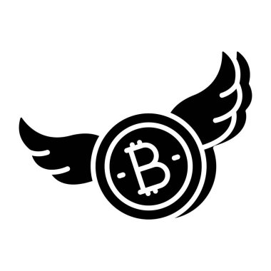 Uçan bitcoin 'in mükemmel tasarım simgesi  