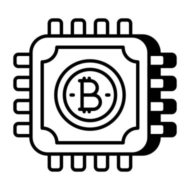 Bitcoin işlemcisinin eşsiz bir tasarım simgesi